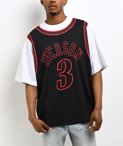 Mitchell & Ness Iverson Philadelphia 76ers Best In Class Black & White T-Shirt