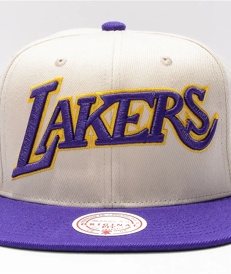 Mitchell & Ness Lakers Natural Snapback Hat