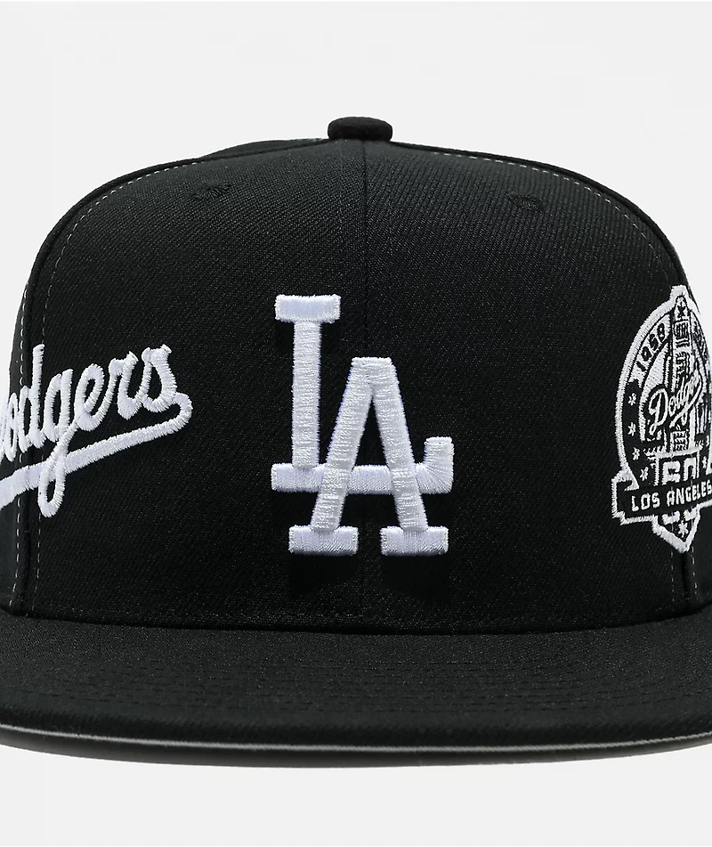 Mitchell & Ness Los Angeles Dodgers Trifecta Black Snapback Hat