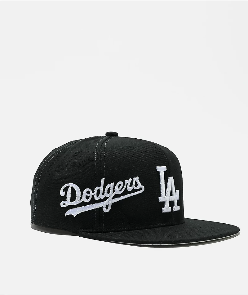 Mitchell & Ness Los Angeles Dodgers Trifecta Black Snapback Hat