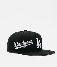 Mitchell & Ness Los Angeles Dodgers Trifecta Black Snapback Hat