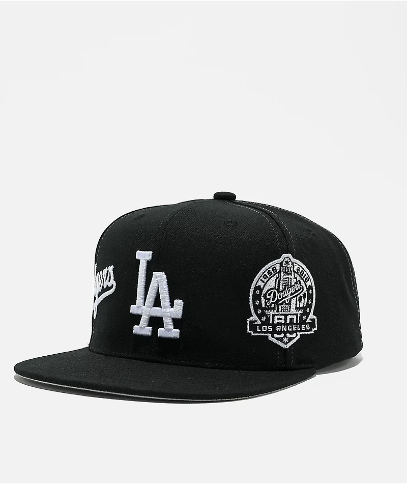 Mitchell & Ness Los Angeles Dodgers Trifecta Black Snapback Hat