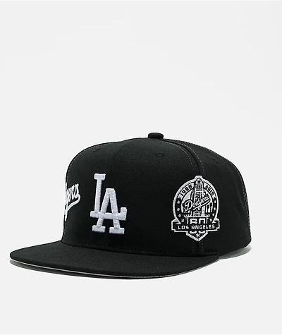Mitchell & Ness Los Angeles Dodgers Trifecta Black Snapback Hat