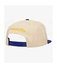 Mitchell & Ness Los Angeles Lakers Across The Board Cream & Blue Snapback Hat