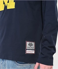 Mitchell & Ness Michigan Arch Logo Navy Long Sleeve T-Shirt