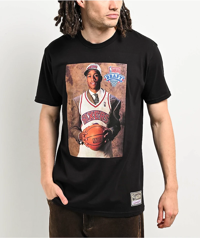 Mitchell & Ness Philadelphia 76ers Allen Iverson Draft Day Black T-Shirt
