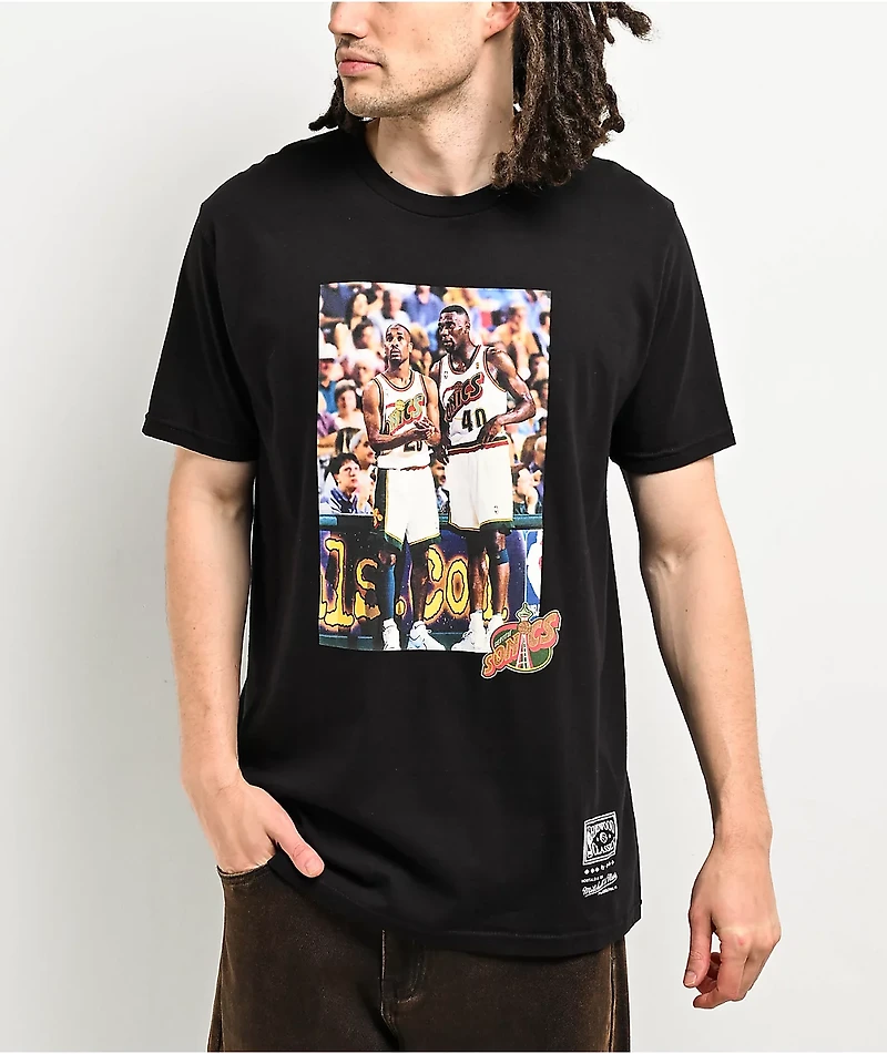 Mitchell & Ness Seattle Supersonics Photo Real Black T-Shirt