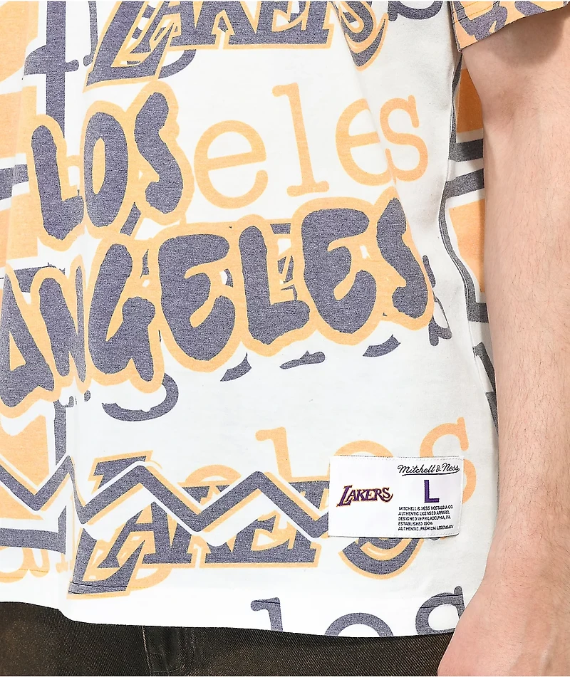 Mitchell & Ness x NBA Jumbotron 2.0 White, Yellow Purple T-Shirt