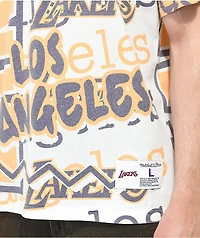 Mitchell & Ness x NBA Jumbotron 2.0 White, Yellow Purple T-Shirt