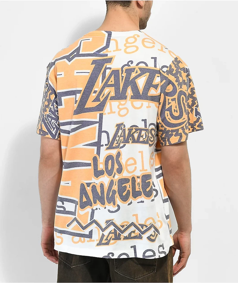 Mitchell & Ness x NBA Jumbotron 2.0 White, Yellow Purple T-Shirt