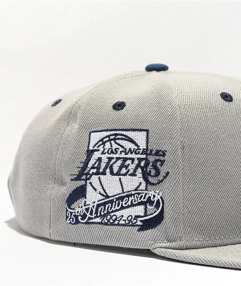 Mitchell & Ness x NBA Los Angeles Lakers District Grey & Navy Blue Snapback Hat