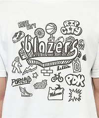 Mitchell & Ness x NBA Trail Blazers Doodle White T-Shirt