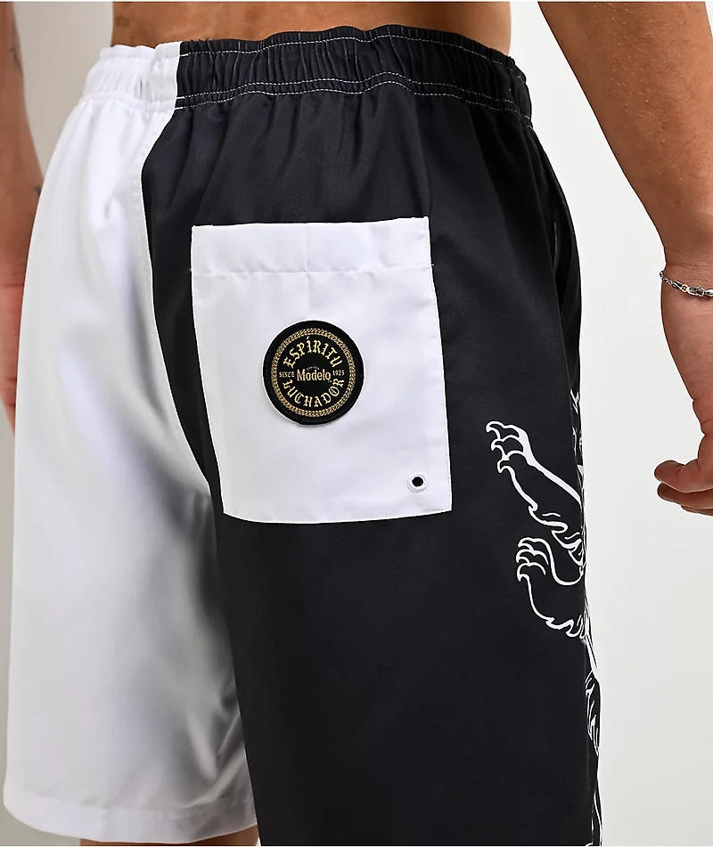 Modelo Lion Black & White Board Shorts