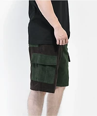 Monet Casper Brown & Green Corduroy Cargo Shorts