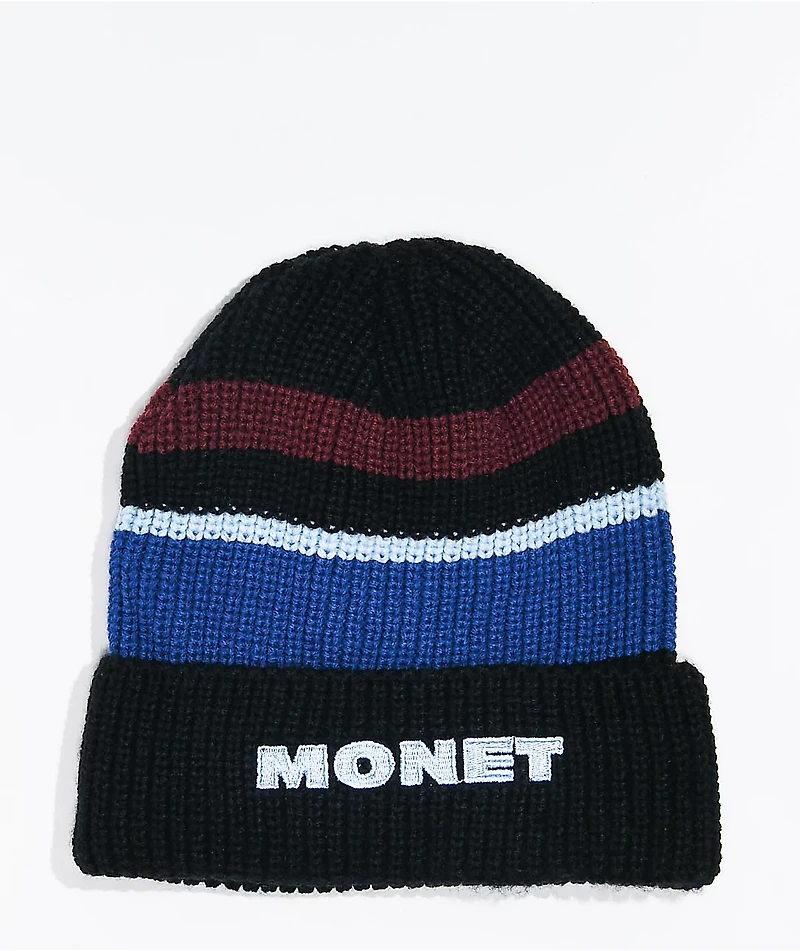 Monet Delridge Black, Red, & Blue Stripe Beanie