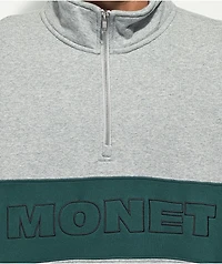Monet Hubba Grey & Green Quarter Zip Sweatshirt