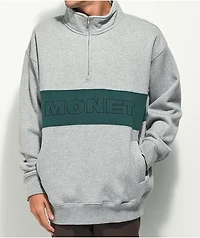 Monet Hubba Grey & Green Quarter Zip Sweatshirt
