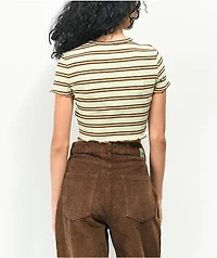 Monet June Striped Green Crop Top Shirt