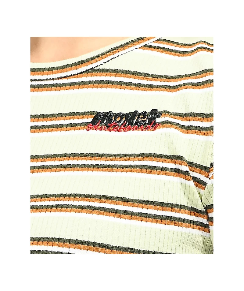 Monet June Striped Green Crop Top Shirt