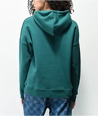 Monet Mason Blurred Flowers Turquoise Hoodie