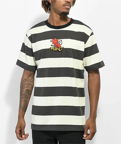 Monet No Good Grey and White Stripe Knit T-Shirt