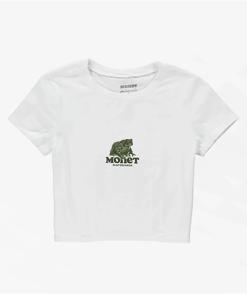 Monet Ribbit White Crop T-Shirt