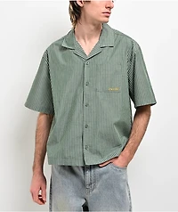 Monet Skateboards Banks Poplin Green Stripe Button Up Shirt