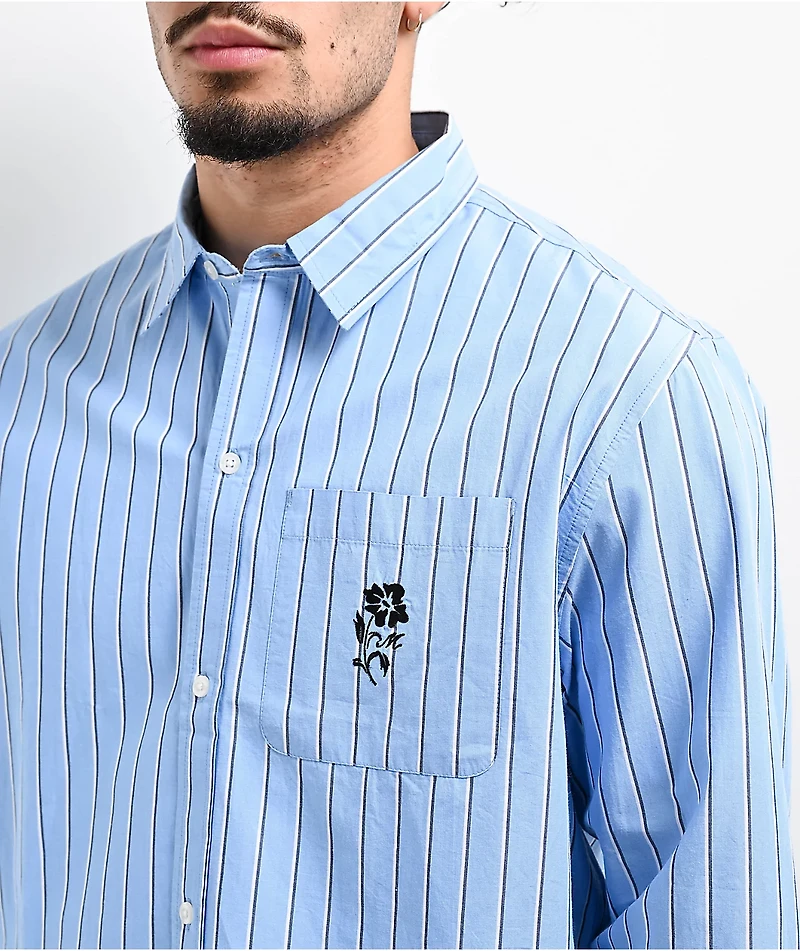 Monet Skateboards Carousel Blue Striped Long Sleeve Button Up Shirt