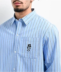 Monet Skateboards Carousel Blue Striped Long Sleeve Button Up Shirt