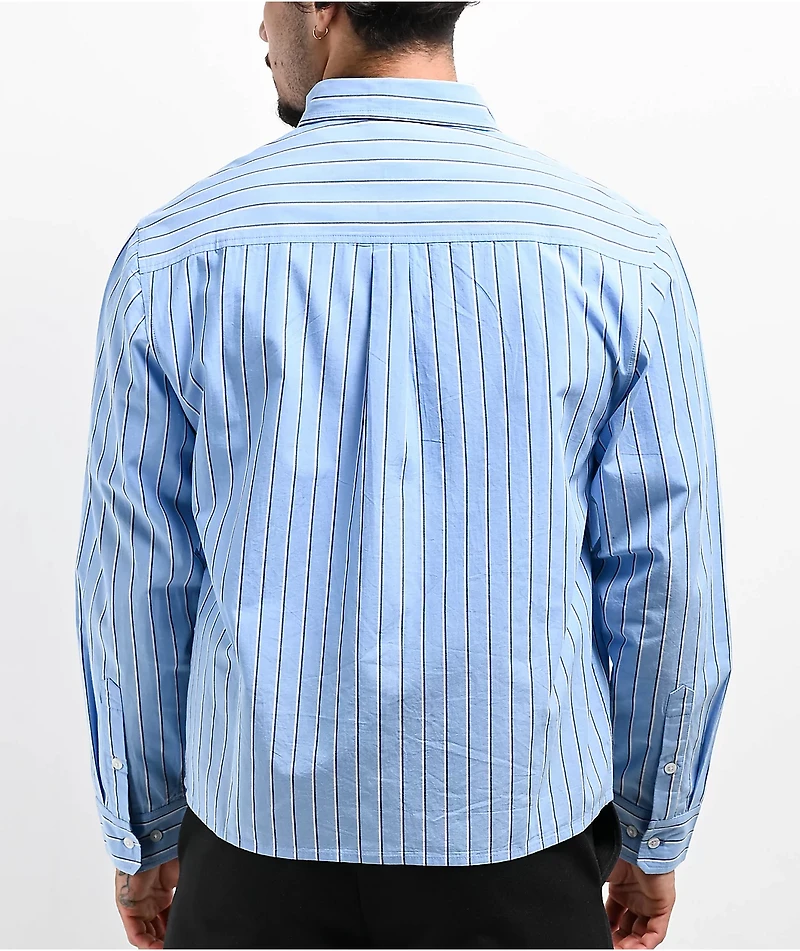 Monet Skateboards Carousel Blue Striped Long Sleeve Button Up Shirt