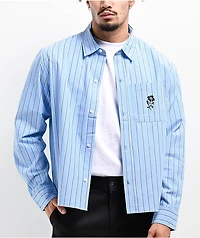 Monet Skateboards Carousel Blue Striped Long Sleeve Button Up Shirt