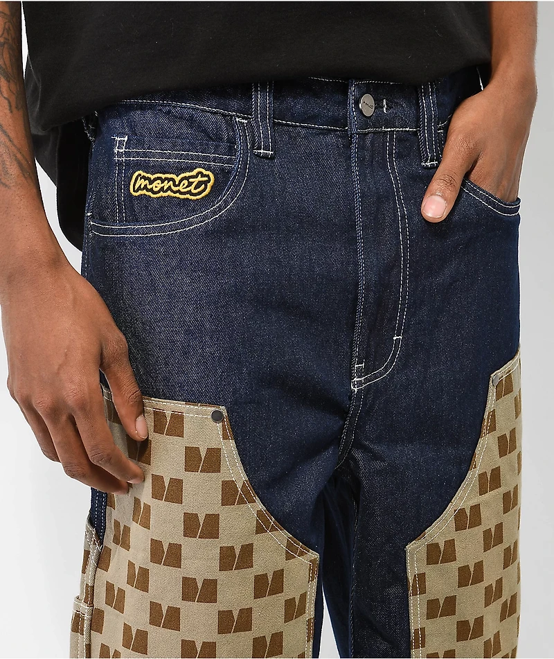 Monet Skateboards Double Knee Raw Denim Carpenter Pants