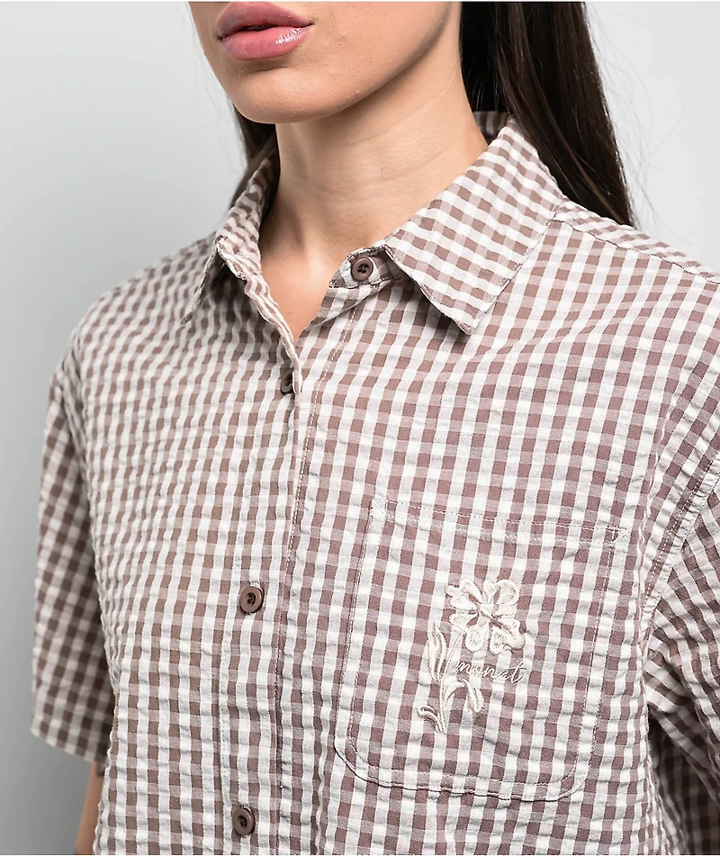 Monet Skateboards Frankie Brown Gingham Short Sleeve Button Up Shirt
