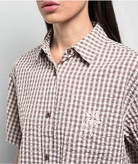 Monet Skateboards Frankie Brown Gingham Short Sleeve Button Up Shirt