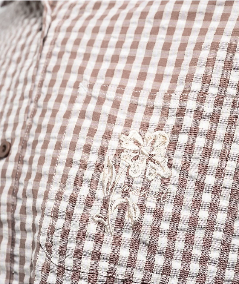 Monet Skateboards Frankie Brown Gingham Short Sleeve Button Up Shirt