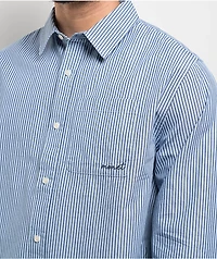 Monet Skateboards Grip Stripe Blue Long Sleeve Button Up Shirt