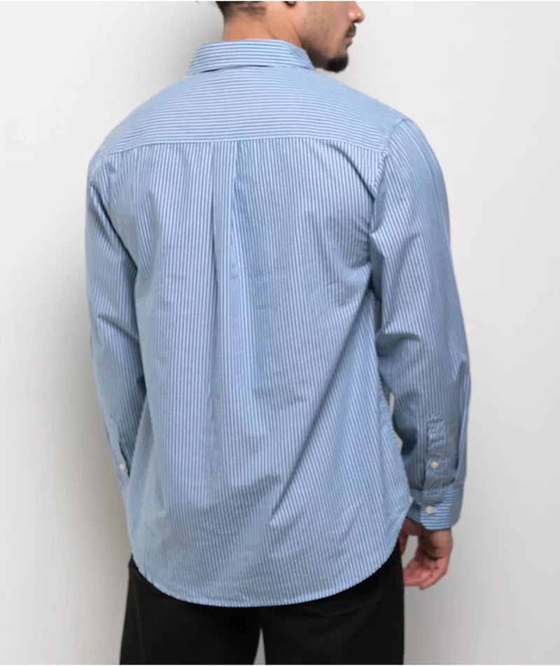 Monet Skateboards Grip Stripe Blue Long Sleeve Button Up Shirt