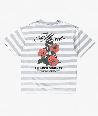 Monet Skateboards Market Stripe Grey & White T-Shirt