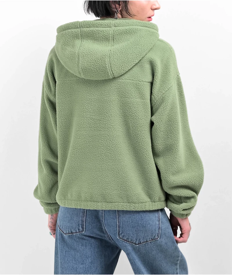 Monet Skateboards Pozie Green Micro Fleece Quarter Zip Hoodie