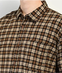 Monet Skateboards Push It Brown Short Sleeve Flannel Shirt