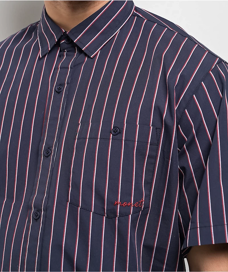 Monet Skateboards Sweeper Stripe Red, White, & Blue Button Up Shirt
