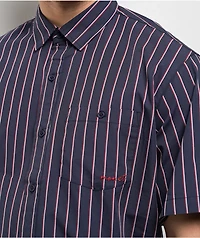 Monet Skateboards Sweeper Stripe Red, White, & Blue Button Up Shirt