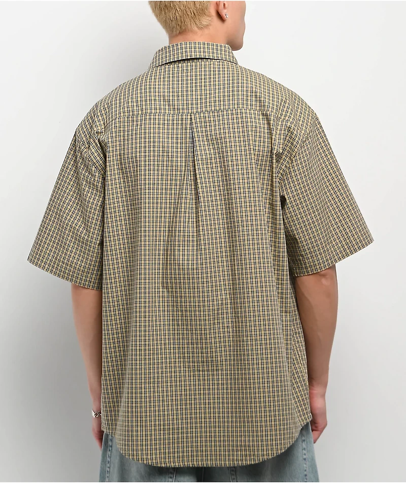 Monet Skateboards Sweeper Tan Plaid Short Sleeve Shirt