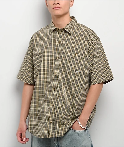 Monet Skateboards Sweeper Tan Plaid Short Sleeve Shirt