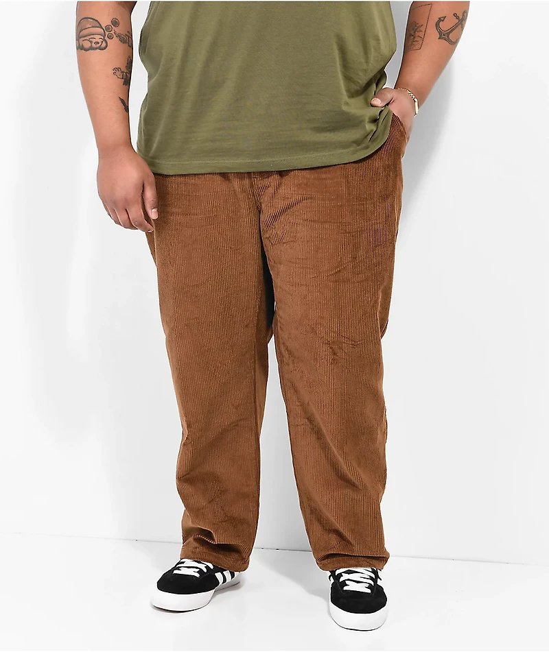 Monet Tuckup Pleated Brown Corduroy Pants