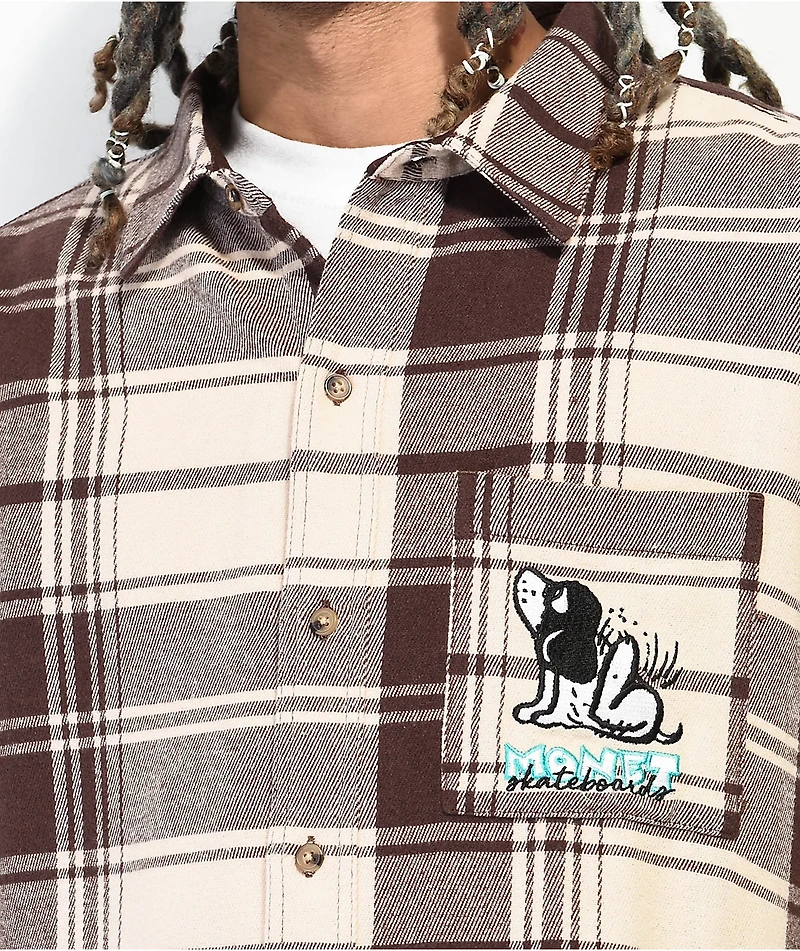 Monet Woof Tan & Brown Flannel