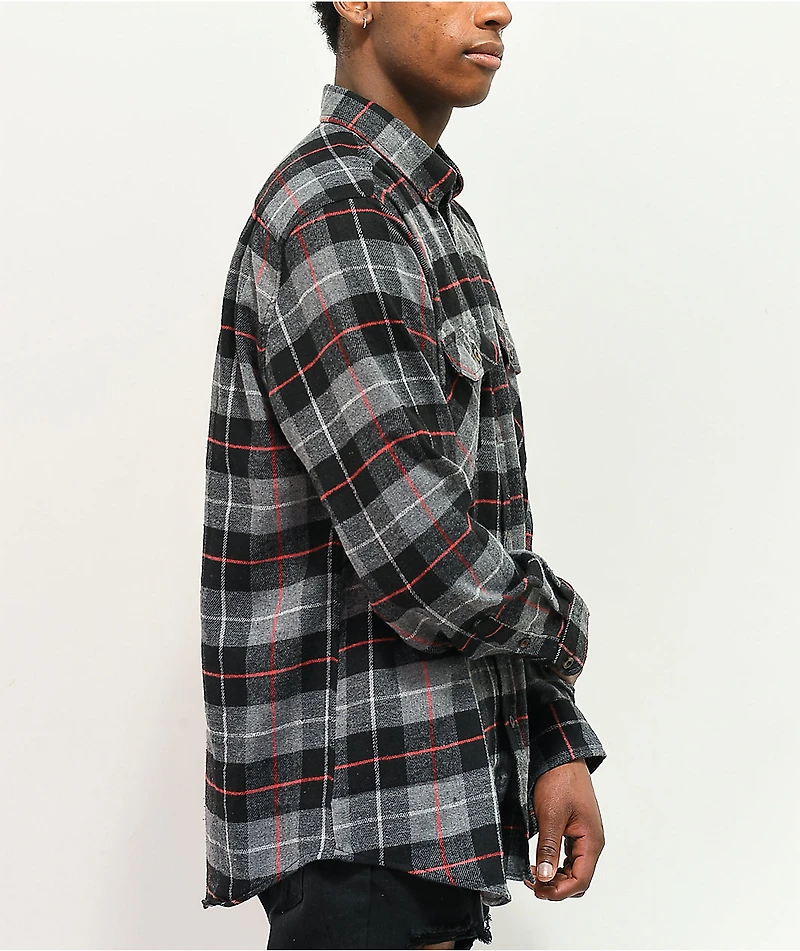 Montage Black, Grey & Red Plaid Flannel Shirt