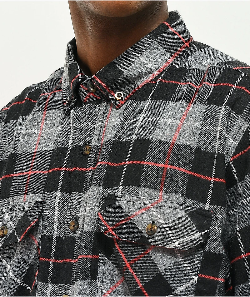 Montage Black, Grey & Red Plaid Flannel Shirt