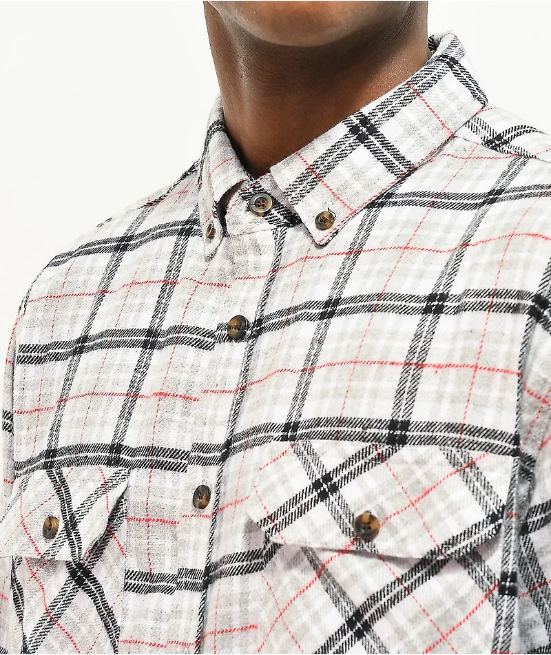 Montage White, Grey & Black Plaid Flannel Shirt