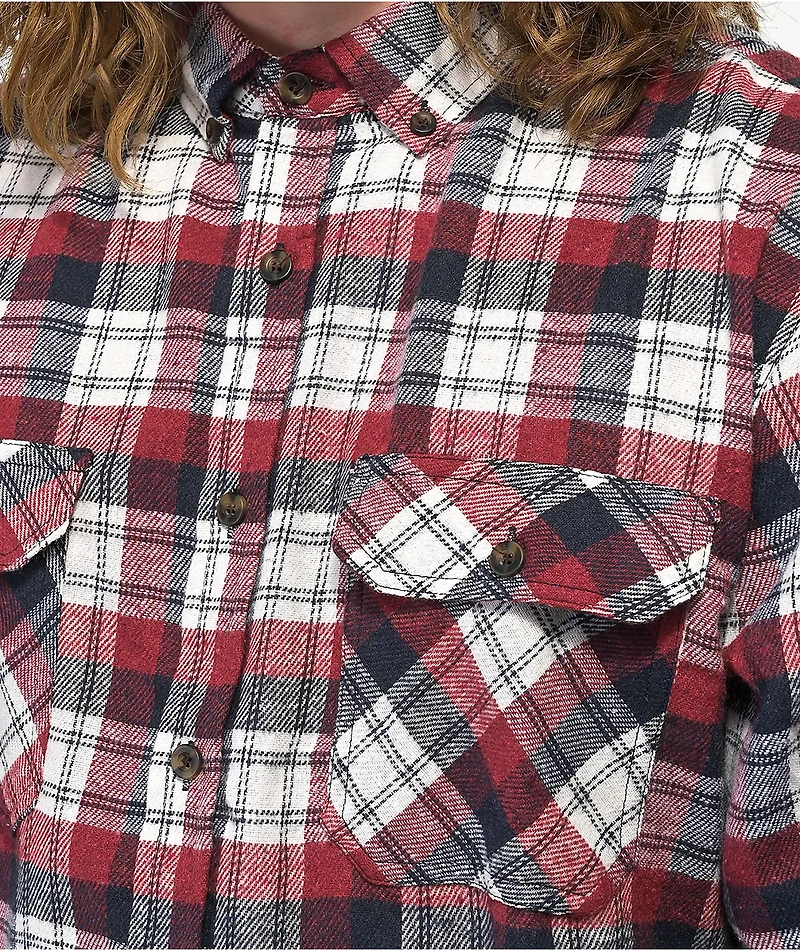 Montage White, Red & Dark Blue Plaid Flannel Shirt
